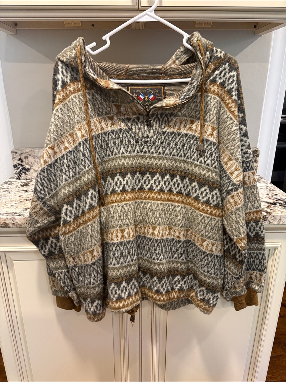 Vintage Express Half-Zip Hoodie Sweater - Beige & Olive